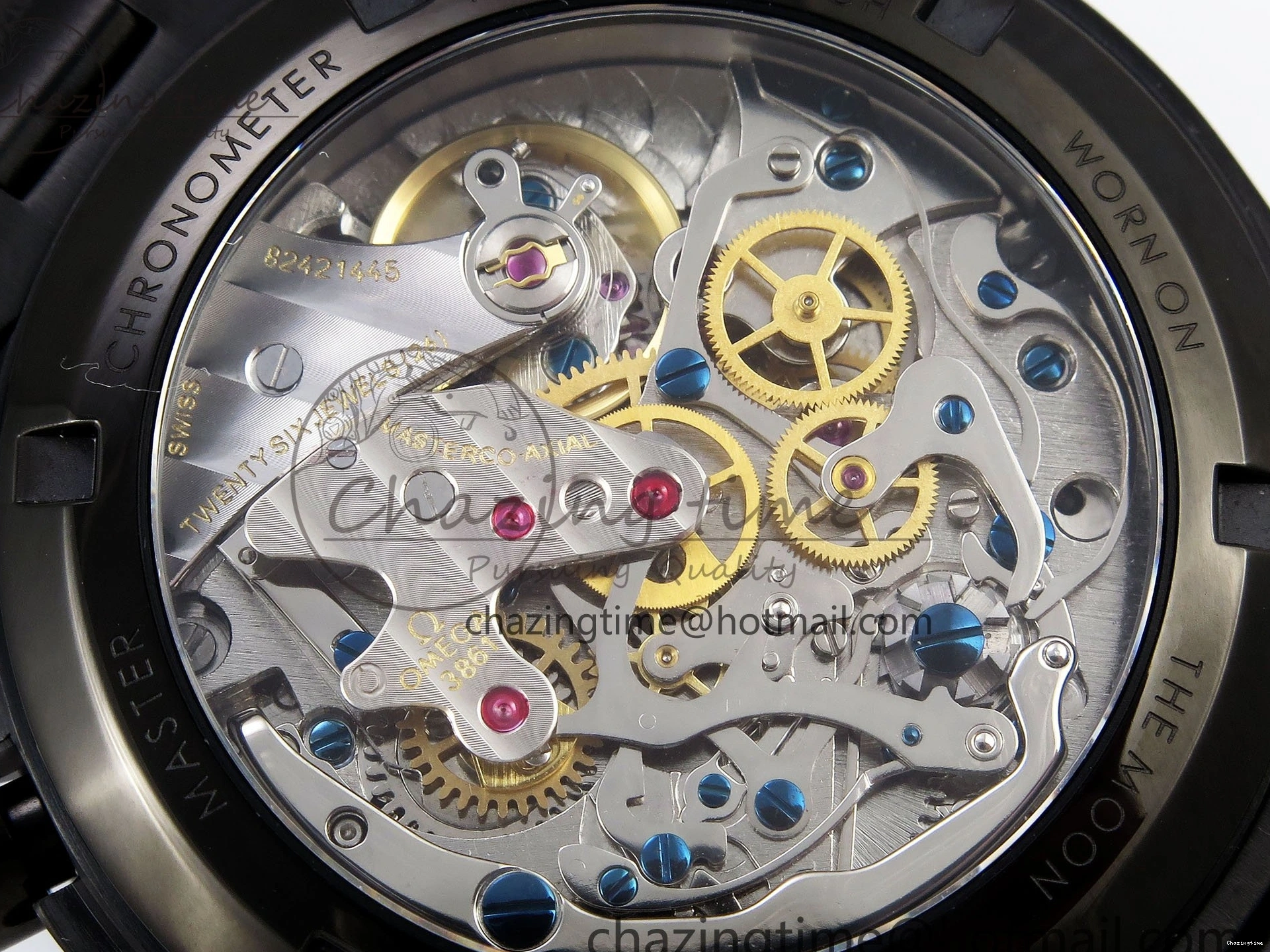 0413 Speedmaster Black Benom PVD Moon RMF Best Edition on PVD Bracelet Lemania HW WrinkleFree 7727